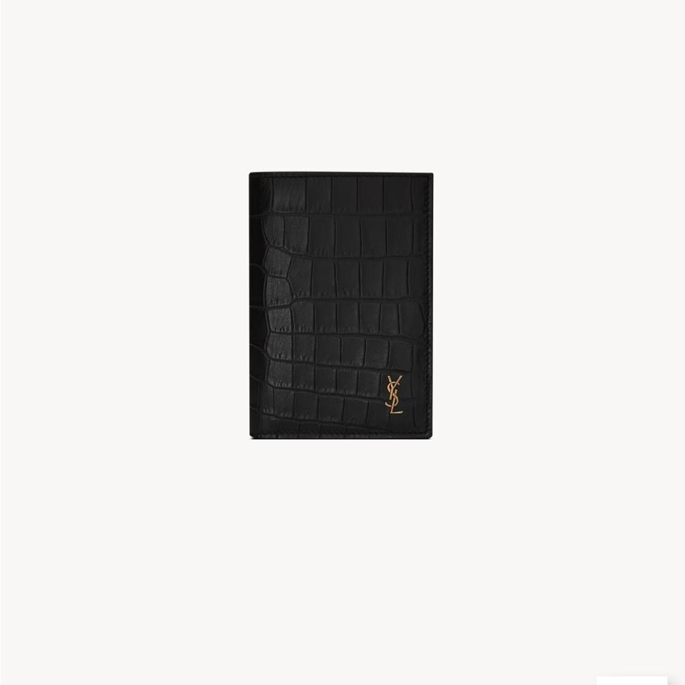 Yves Saint Laurent Black Embossed Card Holder